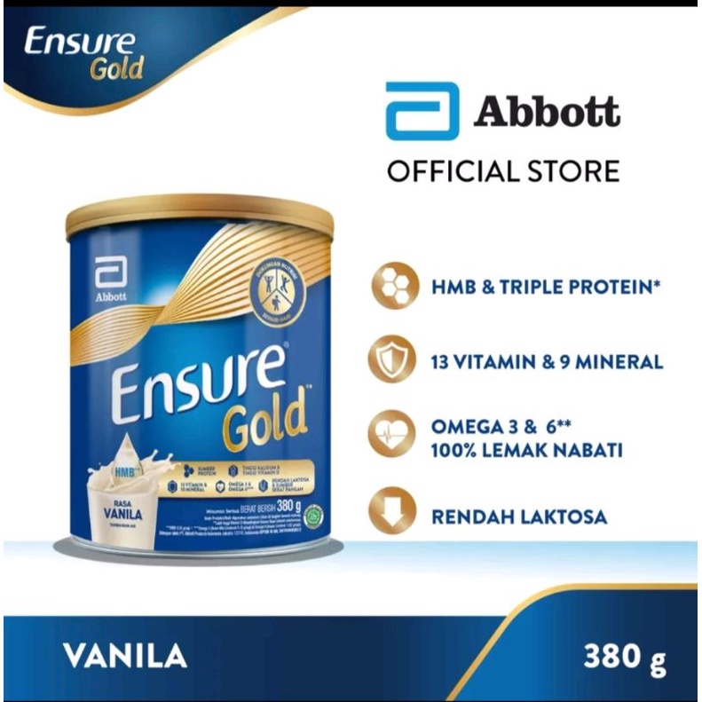 

ENSURE GOLD VANILA,COKLAT,GANDUM 380GR
