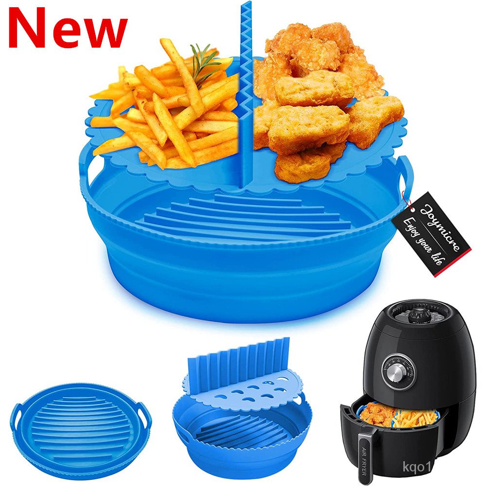&NEW Air Fryer Silicone Pot Basket Plate Cooking Air Fryer Accessories Round Reusable Foldable Bpa F