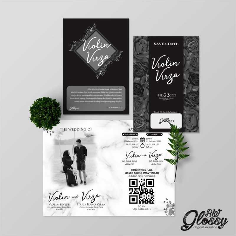 UNDANGAN PERNIKAHAN GLOSSY BW MENGKILAP 02 - UNDANGAN