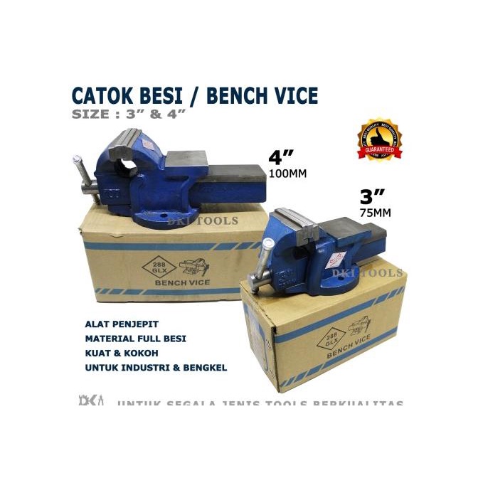 Catok Paron Ragum Besi 3" 4" inch GLX Bench Vice Vise Alat Jepit