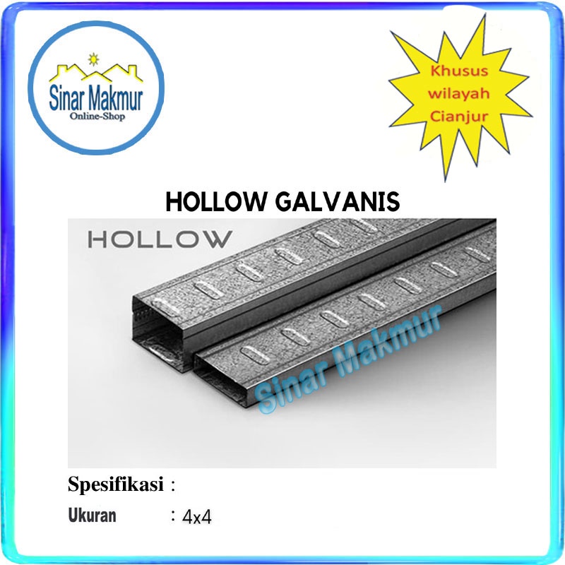 Besi Holo Hollow Plafon Gipsum Gypsum Galvanis 4x4 CM