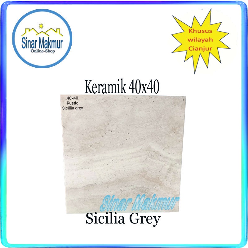 Keramik Lantai 40x40 Sicilia Grey (PEGASUS)