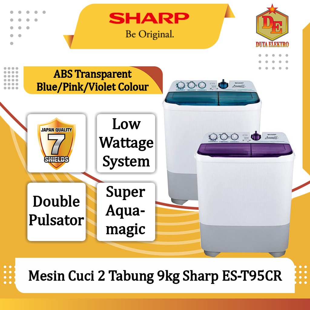 Mesin Cuci 2 Tabung 9kg Sharp ES-T95CR