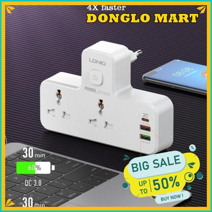 LDNIO SC2311 COLOKAN STEKER PLUG EXTENSION MULTI PLUG SOCKETS WITH USB BEST DEAL 