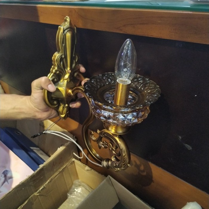 PROMO LAMPU DINDING KLASIK ANTIK TEMBAGA LILIN LD 9857/1 TERLARIS