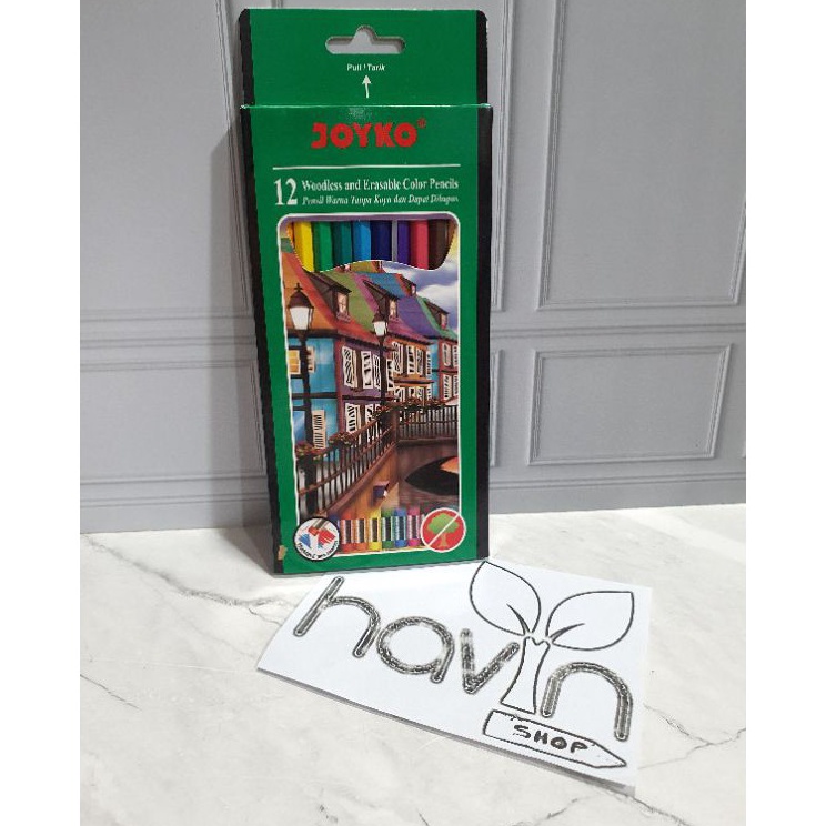 

✩Terkini GCA9E pensil warna 12 warna ukuran panjang bisa dihapus merek JOYKO CP-109/WOODLESS and ERASABLE R74 ✼Ready