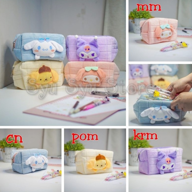 

SALEE!!!!.. Pouch Tempat Pensil Kosmetik Serbaguna Boneka Timbul My Melody Kuromi Cinnamoroll Pompompurin 40