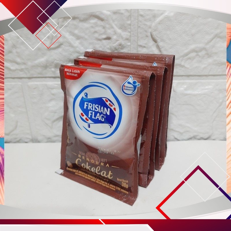 

Frisian Flag Susu Bendera Cokelat Sachet 38gr Isi 6pcs - 228gr .