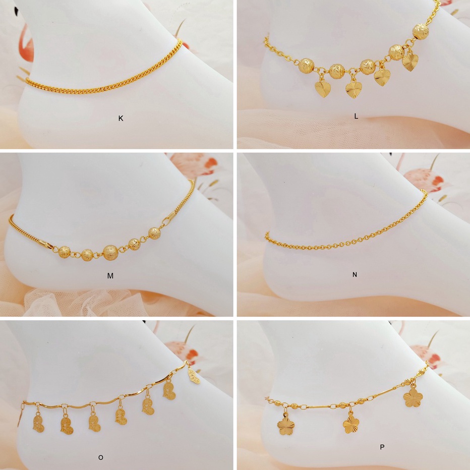 ✯Best Terlaris 0PVQM Gelang Kaki Xuping Rantai Italy Kaca Lapis Emas - BB106 P82 ➘Big Sale