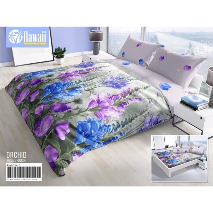 HOT SALE HAWAII ORCHID BED COVER KING 180 BEDCOVER NOMOR 1 BC 6 KAKI TERBARU