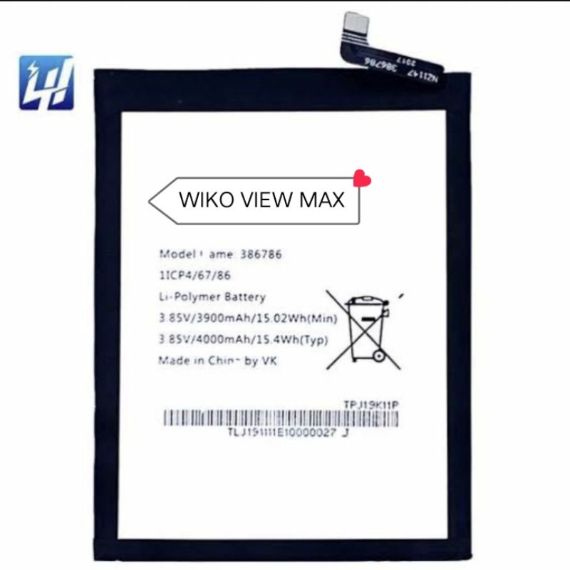 Batrai For Wiko View Max P200 Batre Wiko 386786 Baterai Battery
