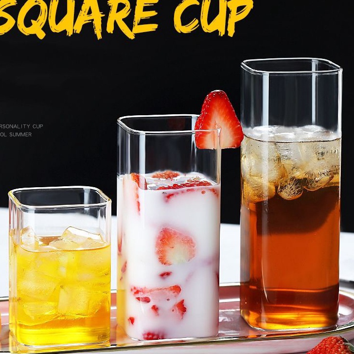 Laris Gelas Kaca Aesthetic Kotak/Gelas Korea 1062