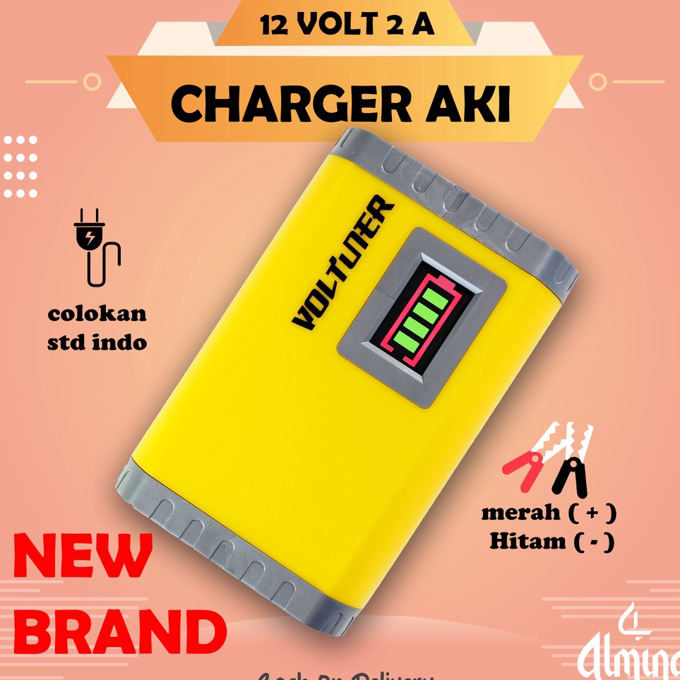 ✱Diskon LVJYE CHARGER AKI 2A 12V MOTOR MOBIL KABEL INDONESIA CASAN AKI ACCU ALAT CAS AKI MOTOR MOBIL