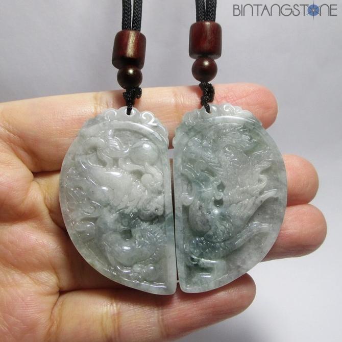 """] Sepasang Giok Abu Burma Asli Type A Jadeite Couple Fei Cui Valentine