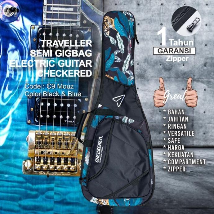 Checkered Semi Gigbag Etnik Prints Gitar elektrik