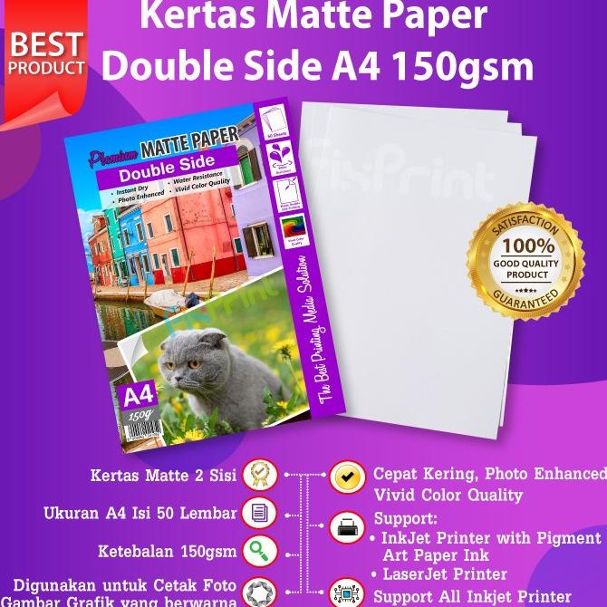 

Produk Terbaik] Kertas Matte Double Side A4 150gsm 50 Sheets Photo Paper 150 gram