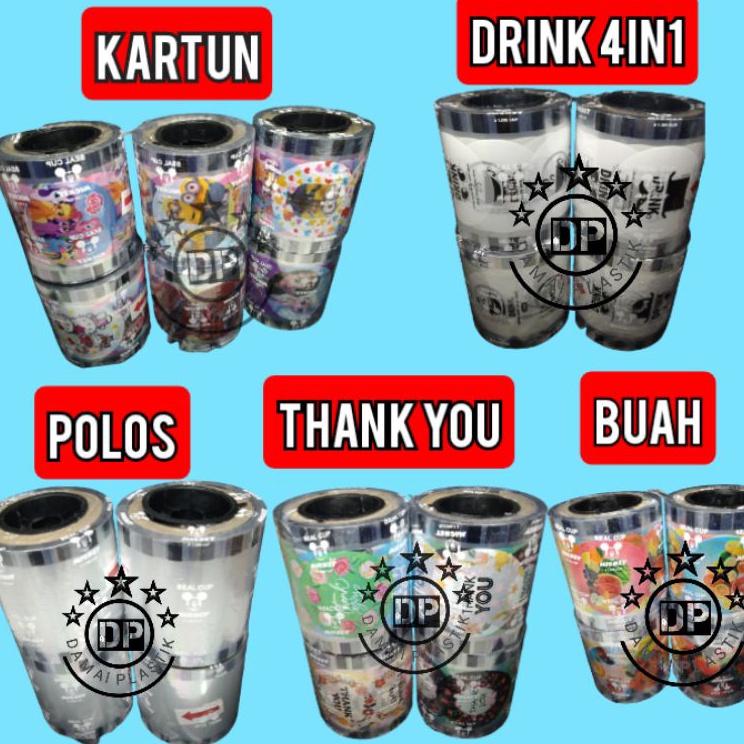 Potongan spesial PLASTIK LID CUP SEALER CUP POLOS 1000CUP / SEAL CUP NAGOYA POLOS Buah Kartun Drink 