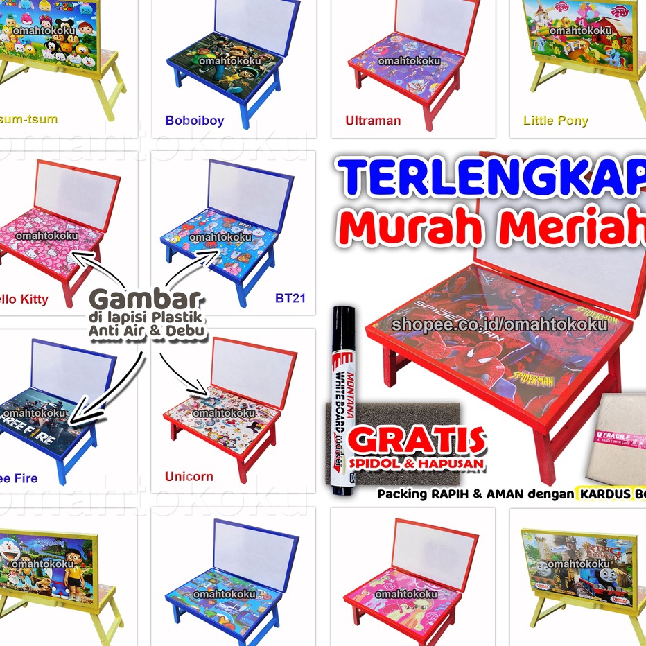 

↕Terbatas KITM9 Meja Belajar Plus Papan Tulis Lipat Karakter Anak Minimalis GRATIS SPIDOL dan PENGHAPUS 30x40x24 mini gambar DILAPISI PLASTIK ANTI AIR P69 ↕Best Product