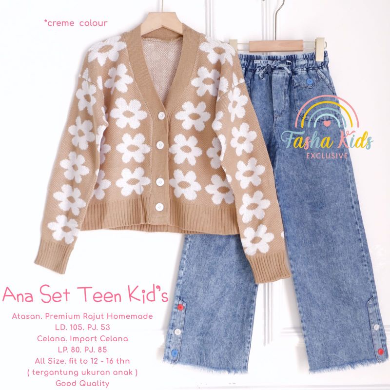 (( LIVE )) ANA SET TEEN CARDI RAJUT MOTIF BUNGA // BAJU SETELAN ANAK USIA 12-16 TAHUN // BAJU SETELA