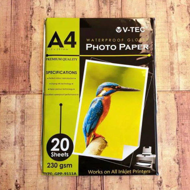 

COD (1 Pack) kertas Foto Photo Paper Glossy V-TEC 230 gsm mwqt0