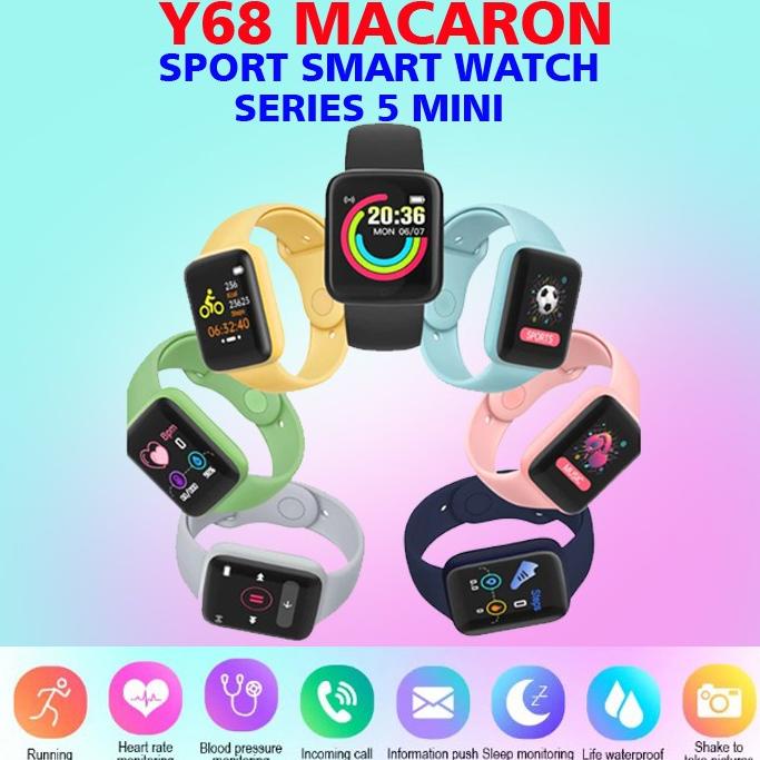 Terlaris Smartwatch Macaron Y68S Smart Watch Y68 Macaron Jam Tangan Pintar 2023