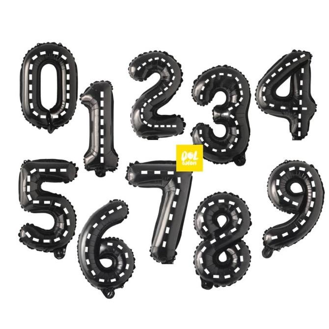 {{{{{{] Balon Angka Jumbo 100cm Hitam Motif Stripe