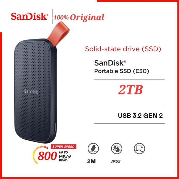 SANDISK SSD PORTABLE 2TB e30 - PORTABLE SSD 2TB E30 ORIGINAL