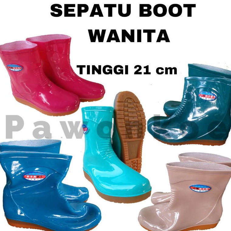 ()57BKF-B [BERGARANSI] SEPATU BOOT WANITA ANTI AIR PENDEK 21cm SEPATU SAWAH BOT SAWAH MANCING SAFETY