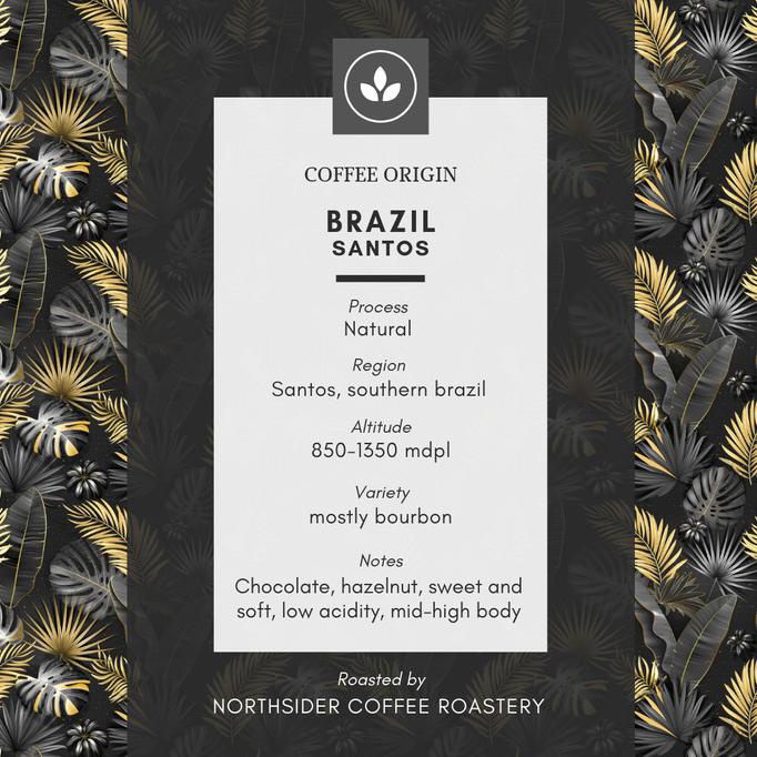 

Biji Kopi Arabika Brazil Santos Natural - 200Gr Northsider Coffee