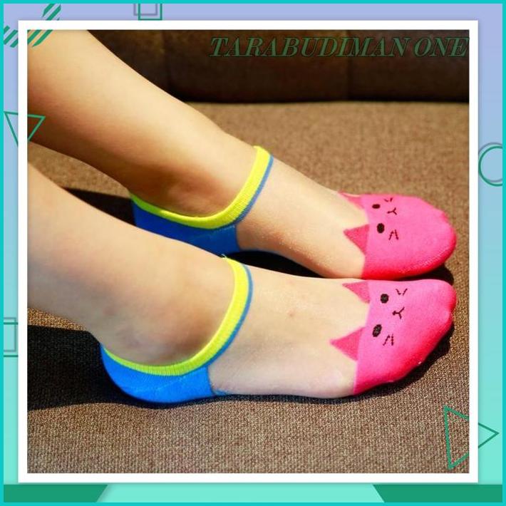 KAUS KAKI WANITA CUTE ULTRATHIN TRANSPARENT CRYSTAL LACE KAOS KAKI MOTIF KUCING SOCKS 09S BEST QUALI