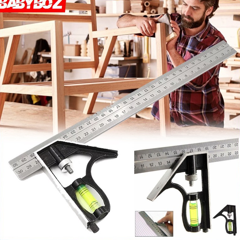 

❈Pasti Murah❄➘ QSAWM Mistar Penggaris Siku Multifungsi Adjustable Combination Square angle ruler Waterpass Kombinasi Y88 ❇Big Sale