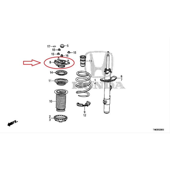 Mangkok karet support shock breaker depan Honda CRV Turbo RW gen 5 Ori ORIGINAL