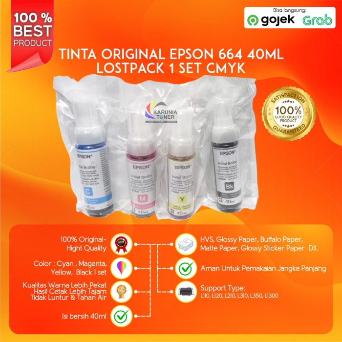 

Tinta Original Epson 664 40ml LostPack 1 set CMYK L110 L210 L220 L300