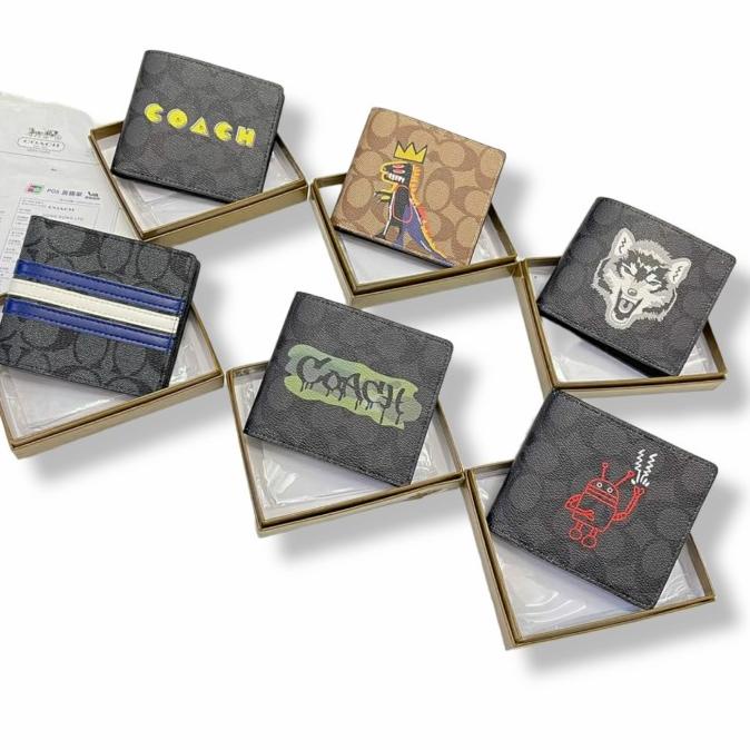 Dompet Pendek Pria Coach Wallet Mens Wolf Camo Dino Rexy Pacmastripe