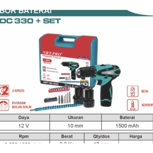 Mesin Bor Cordless Nrt Pro Dc 330 Plus Mata Bor -Bor Nrt Pro Dc 330