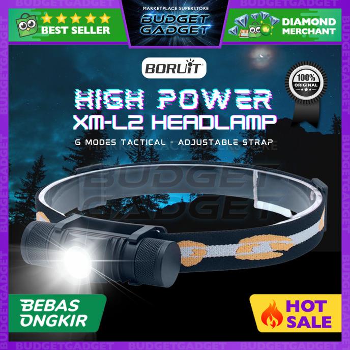 BORUIT D10 XML L2 Senter Kepala LED Headlamp Flashlight Headlight
