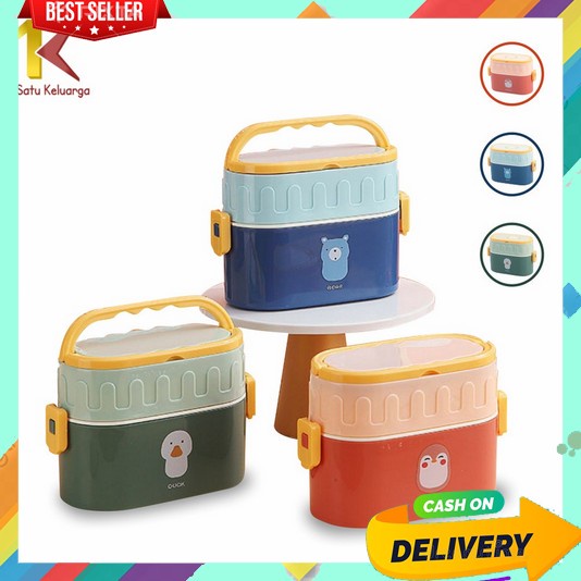 Kotak Makan Lunch Box 1 Set Lengkap Murah Anak Bento 4 Sekat Ultah Karakter Lucu 3 Tempat Sayuran La