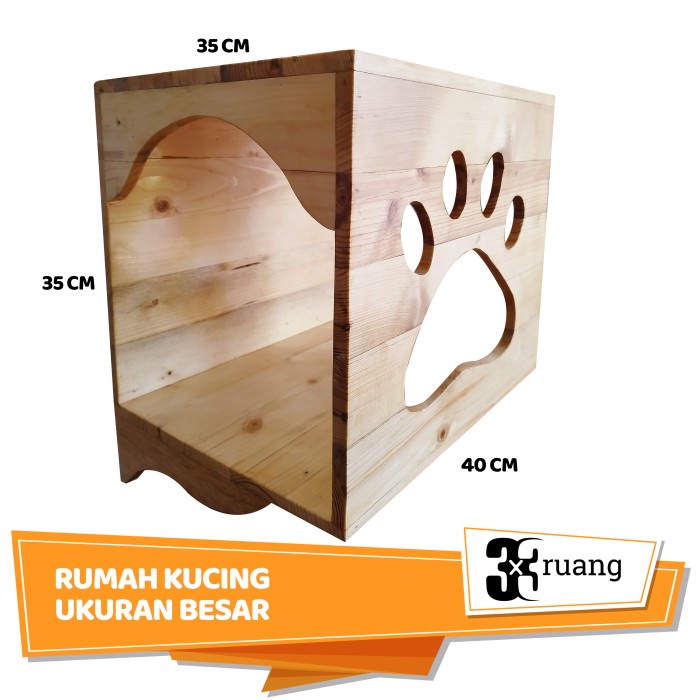 Rumah Kucing Kayu - Ukuran Besar