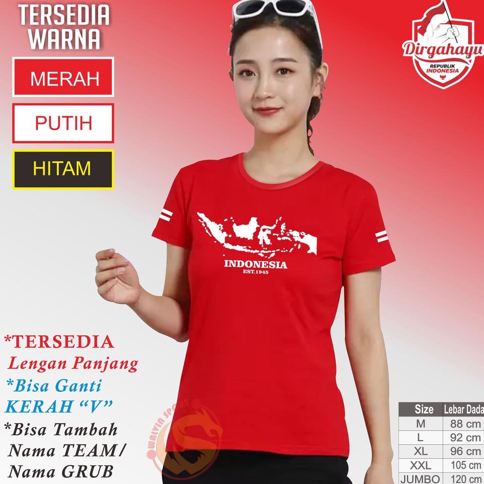 Kaos Agustusan Baju 17 Agustus Indonesia Kemerdekaan Atasan Senam Wanita  Baju Aerobic Lengan Pendek Merah Putih Hitam