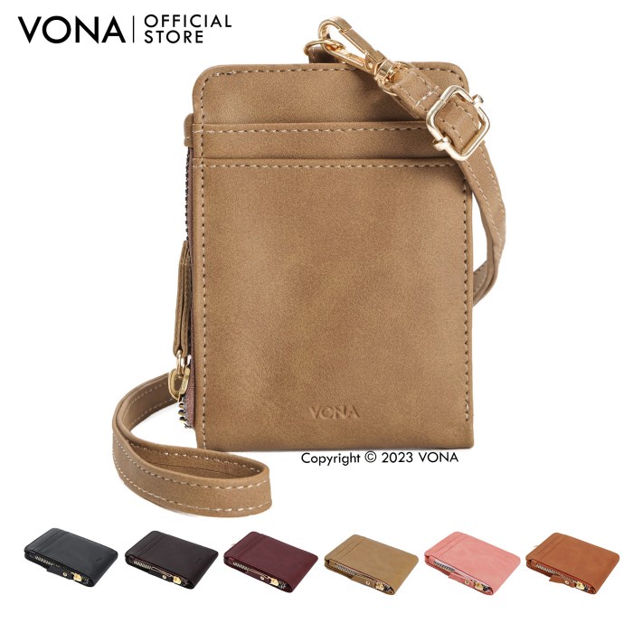 Terlaris Vona Dompet Kartu Id Card Holder Wanita Pria Tali Lanyard - Dominic