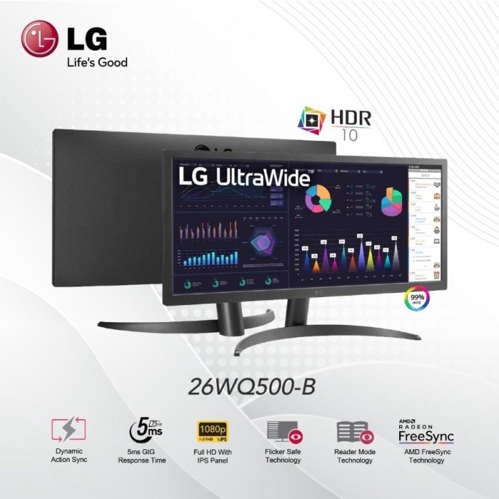 Monitor LG 26WQ500-B UltraWide FHD IPS 25.7 Inci