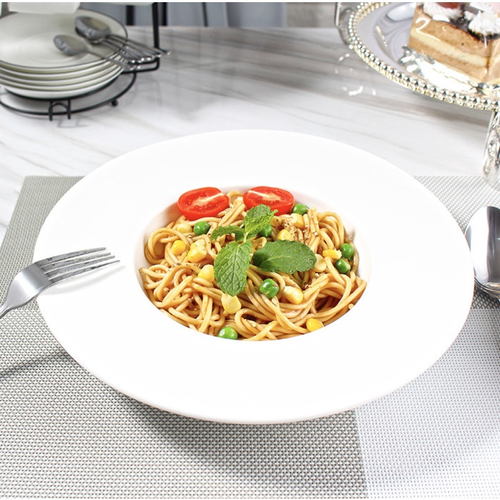 Terlaris Italy Deep Dinner Plate Ceramic Soup Plate Straw Hat Plate