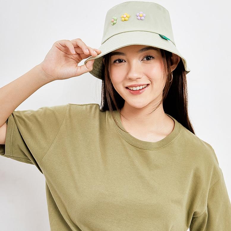 8.8 [Big Sale] Kkv - Topi Kekinian Bucket Bunga Black / Green Flowers Fisherman Bucket Hat New 