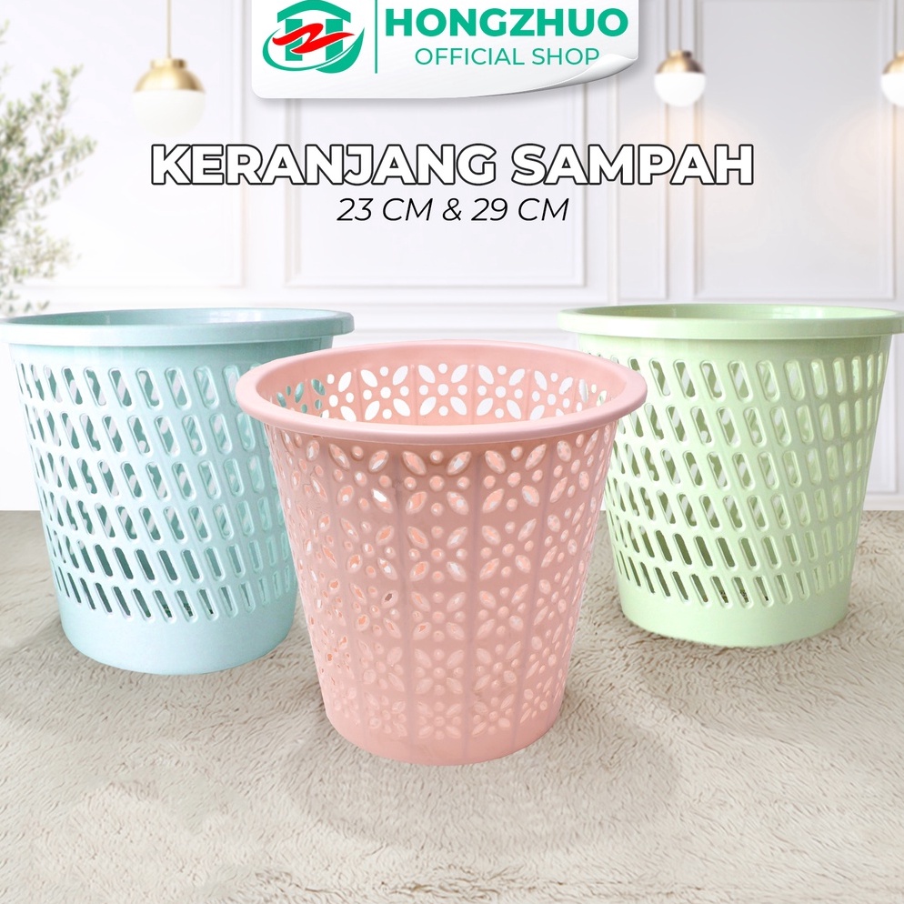 Promo besar Hongzhuo Keranjang Sampah Plastik Bulat Warna / Tempat Sampah Kecil Tebal