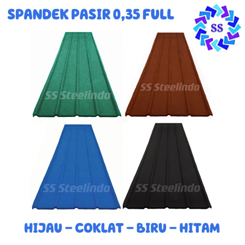 ATAP BAJA RINGAN SPANDEK PASIR (MERAH-HITAM-BIRU-HIJAU-COKLAT) GALVALUM-ZINCALUM 0,35 FULL