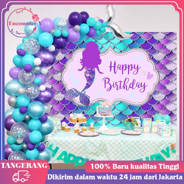 Best Seller Mermaid Banner 150X100 Cm Mermaid Backdrop Spanduk Ulang Tahun