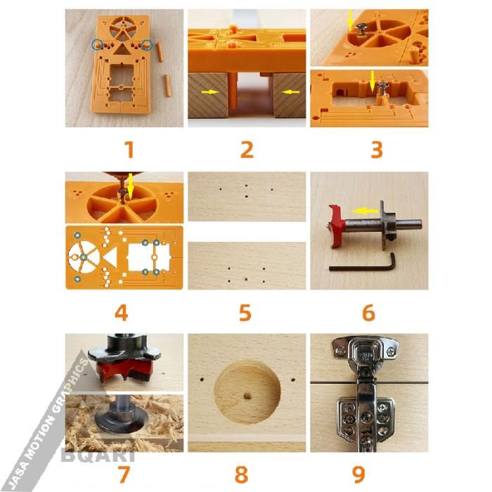 Hinge Jig Bor Engsel Sendok / Drill Guide / Panel Pintu