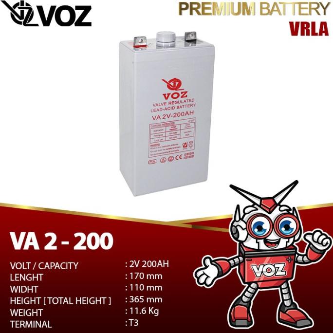 TERBARU  VOZ Battery VA 2-200 (2V 200AH) VRLA PALING DICARI