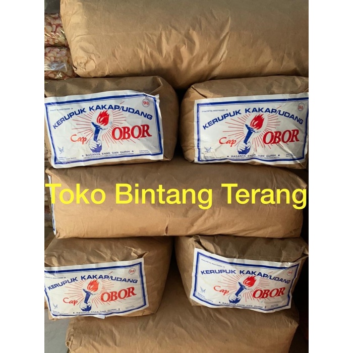 

Kerupuk Kakap Udang Cap Obor No 1 Per Bal/Ball 5 Kg /Krupuk Merah Oren