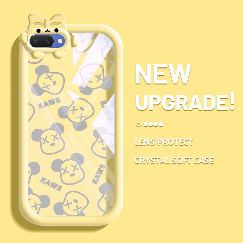 Casing Ponsel untuk OPPO A3s A12E A5 2018 A52 A92 A72 Realme C1 Realme 2 Case kartun Kaws transparan
